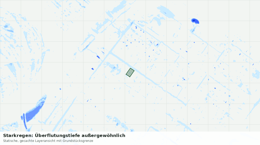 Statische Kartenansicht: Starkregen: Überflutungstiefe außergewöhnlich