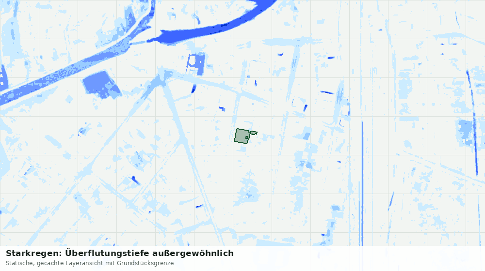 Statische Kartenansicht: Starkregen: Überflutungstiefe außergewöhnlich