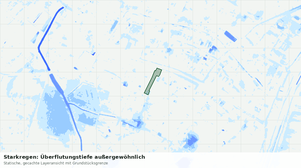 Statische Kartenansicht: Starkregen: Überflutungstiefe außergewöhnlich