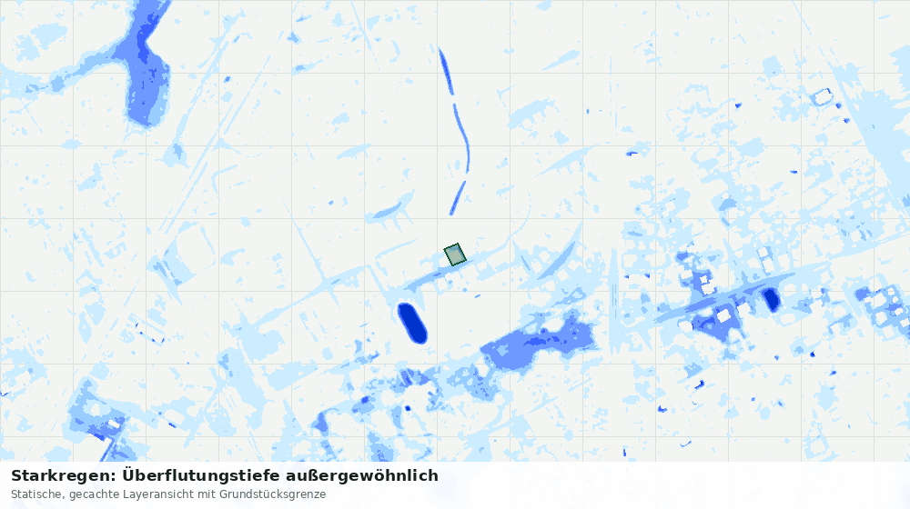 Statische Kartenansicht: Starkregen: Überflutungstiefe außergewöhnlich