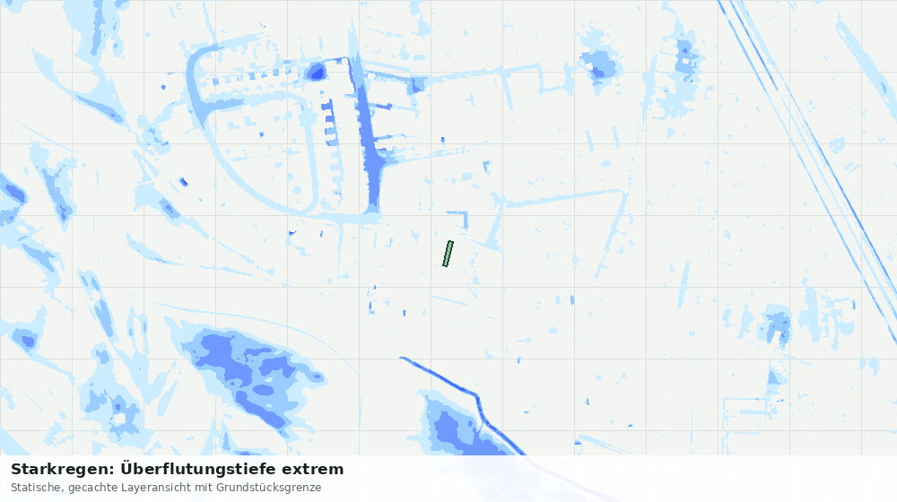 Statische Kartenansicht: Starkregen: Überflutungstiefe extrem