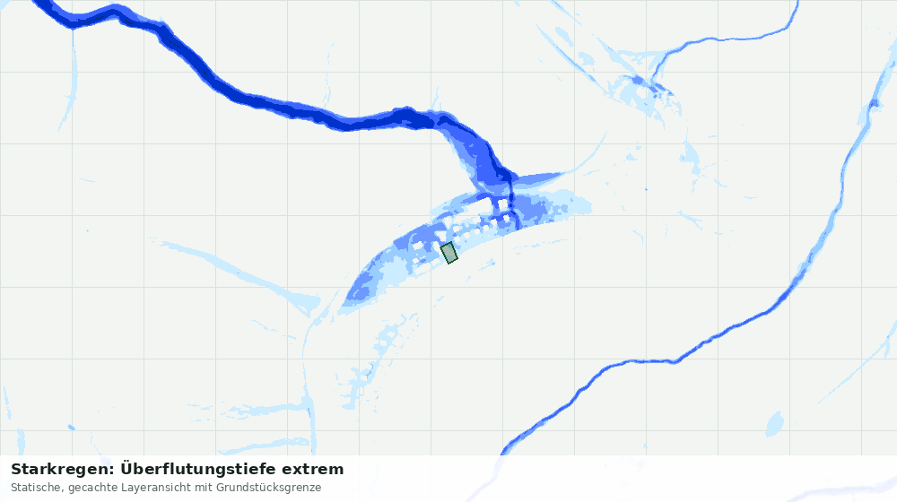 Statische Kartenansicht: Starkregen: Überflutungstiefe extrem
