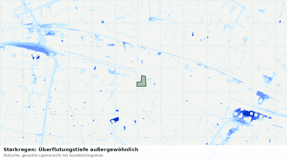 Statische Kartenansicht: Starkregen: Überflutungstiefe außergewöhnlich