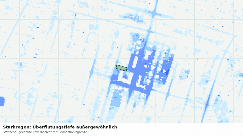 Statische Kartenansicht: Starkregen: Überflutungstiefe außergewöhnlich