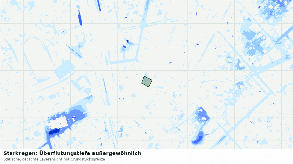 Statische Kartenansicht: Starkregen: Überflutungstiefe außergewöhnlich
