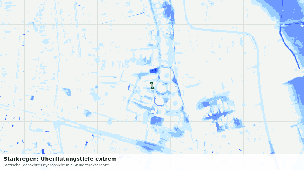 Statische Kartenansicht: Starkregen: Überflutungstiefe extrem