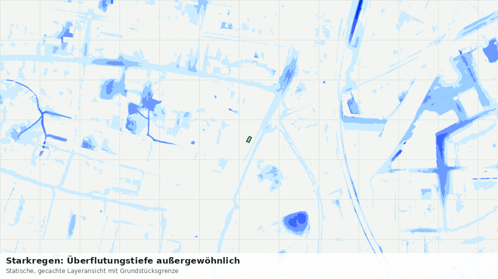 Statische Kartenansicht: Starkregen: Überflutungstiefe außergewöhnlich