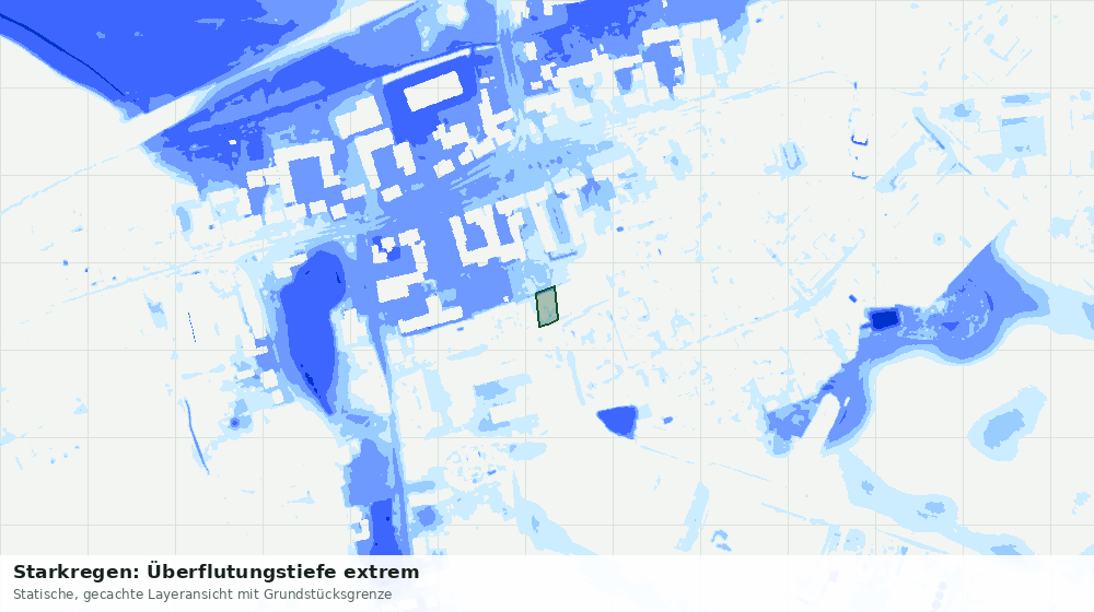 Statische Kartenansicht: Starkregen: Überflutungstiefe extrem