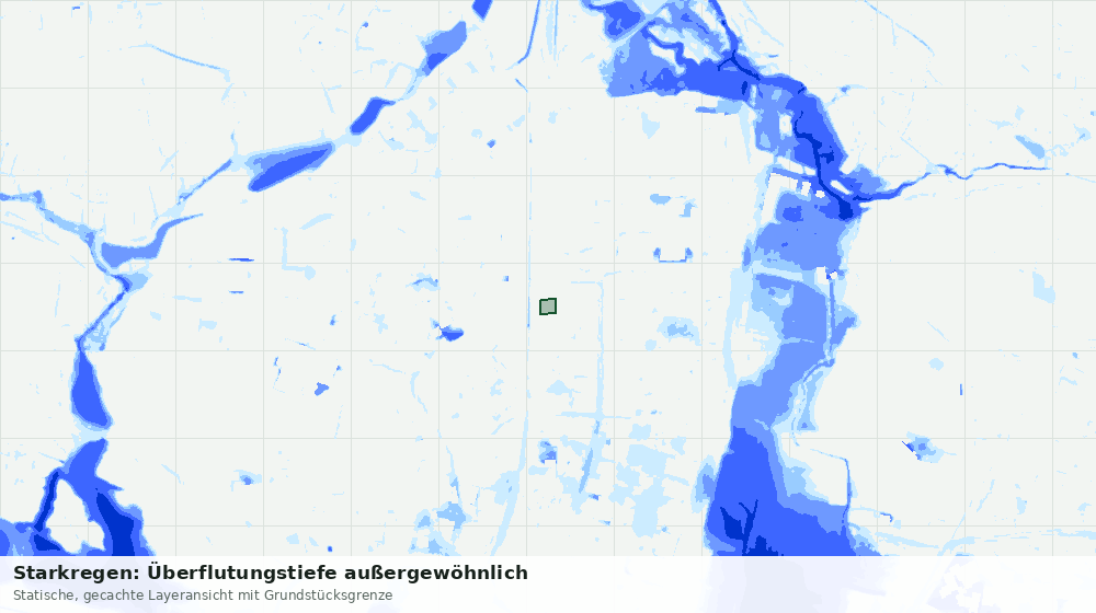 Statische Kartenansicht: Starkregen: Überflutungstiefe außergewöhnlich