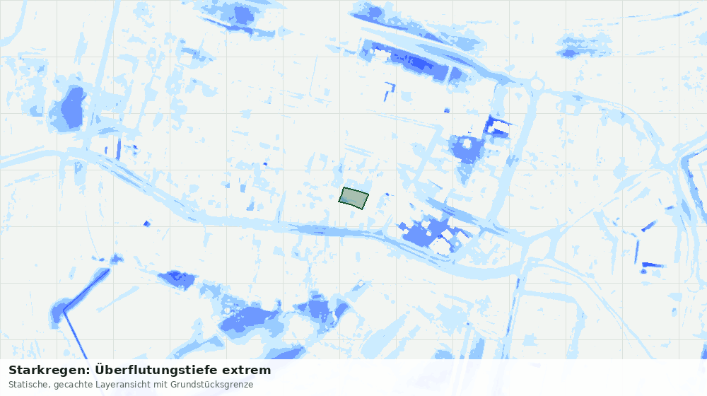 Statische Kartenansicht: Starkregen: Überflutungstiefe extrem