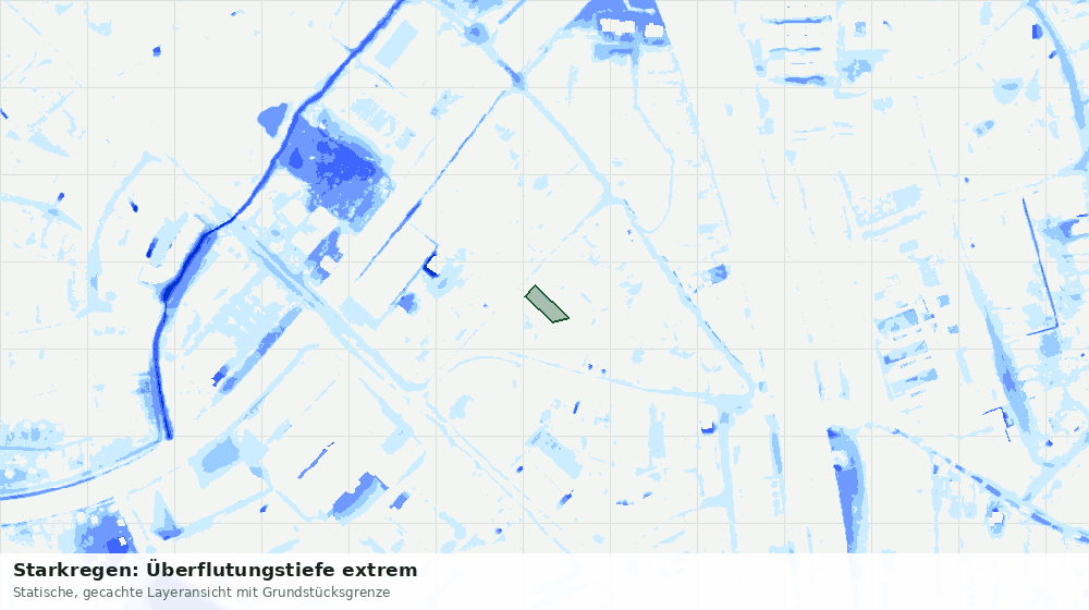 Statische Kartenansicht: Starkregen: Überflutungstiefe extrem