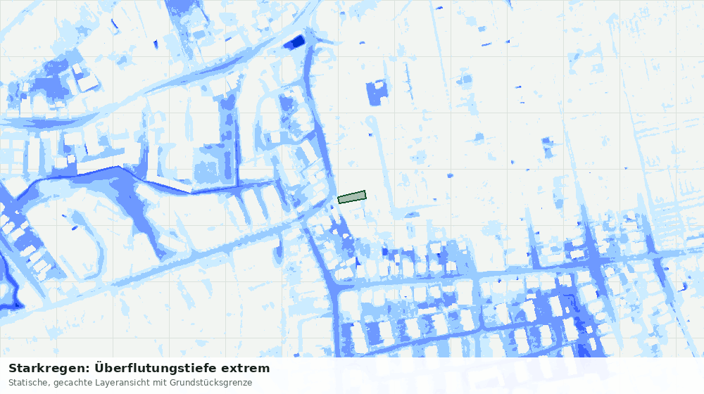 Statische Kartenansicht: Starkregen: Überflutungstiefe extrem