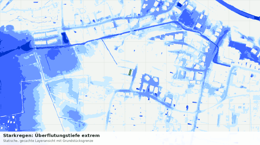 Statische Kartenansicht: Starkregen: Überflutungstiefe extrem