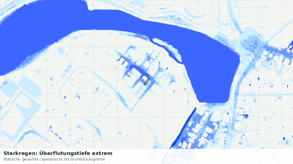 Statische Kartenansicht: Starkregen: Überflutungstiefe extrem