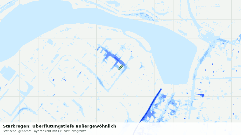 Statische Kartenansicht: Starkregen: Überflutungstiefe außergewöhnlich
