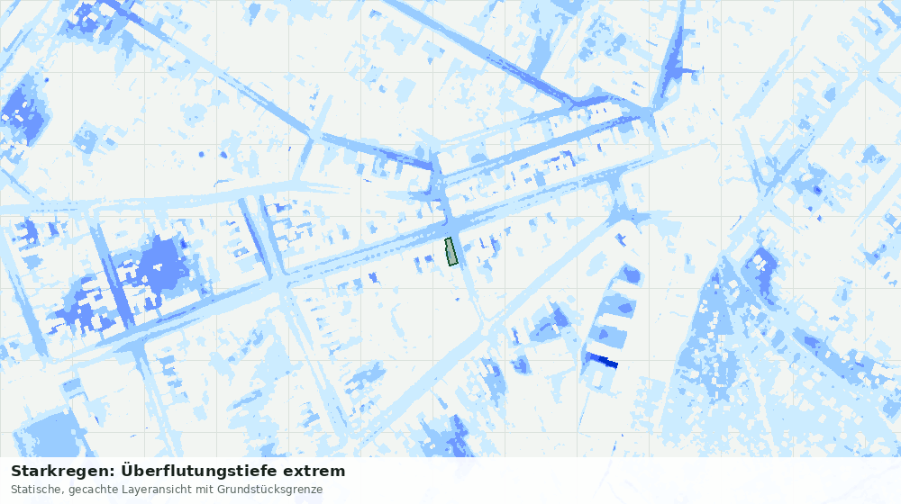 Statische Kartenansicht: Starkregen: Überflutungstiefe extrem