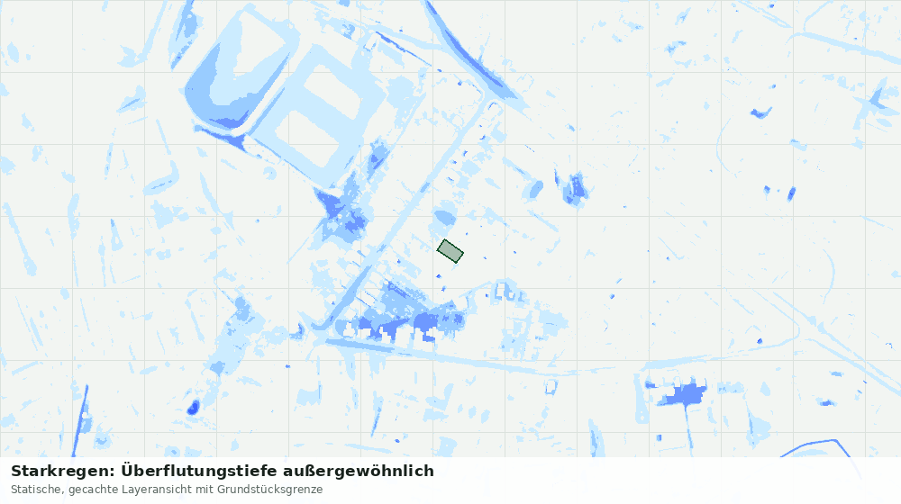 Statische Kartenansicht: Starkregen: Überflutungstiefe außergewöhnlich