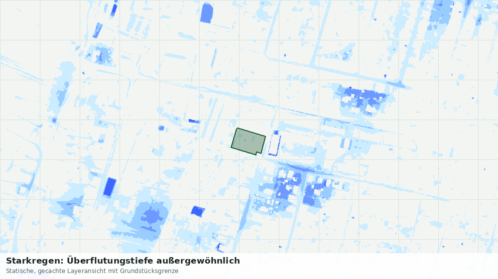 Statische Kartenansicht: Starkregen: Überflutungstiefe außergewöhnlich