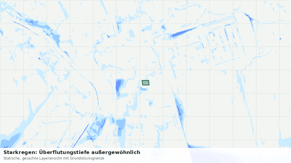 Statische Kartenansicht: Starkregen: Überflutungstiefe außergewöhnlich