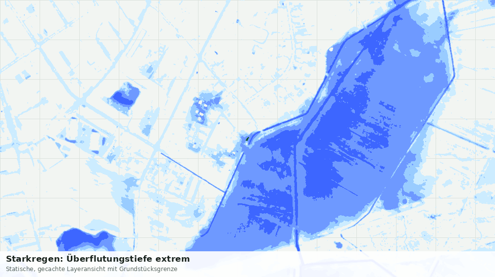 Statische Kartenansicht: Starkregen: Überflutungstiefe extrem