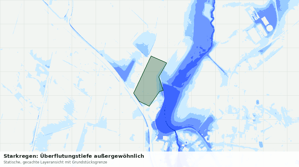 Statische Kartenansicht: Starkregen: Überflutungstiefe außergewöhnlich
