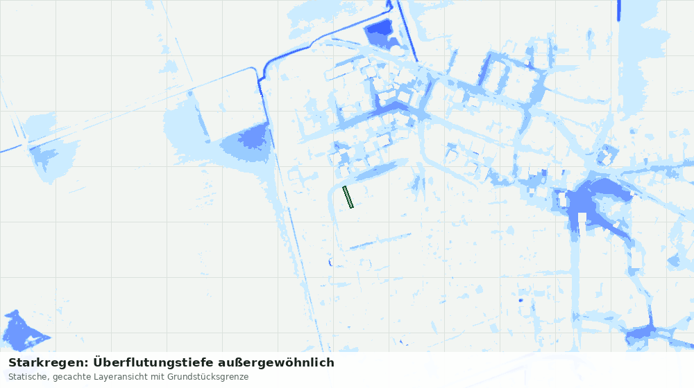 Statische Kartenansicht: Starkregen: Überflutungstiefe außergewöhnlich