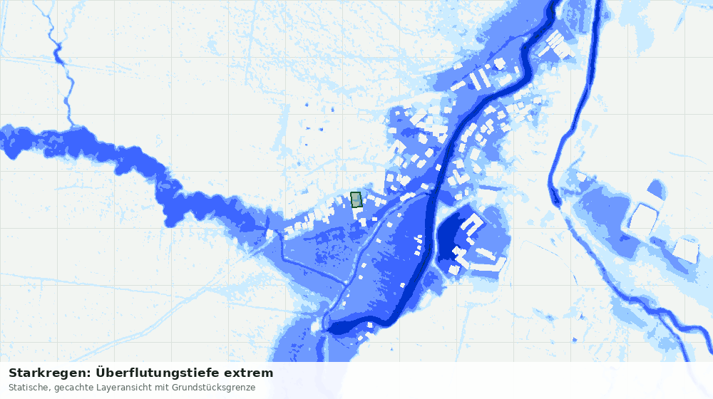 Statische Kartenansicht: Starkregen: Überflutungstiefe extrem
