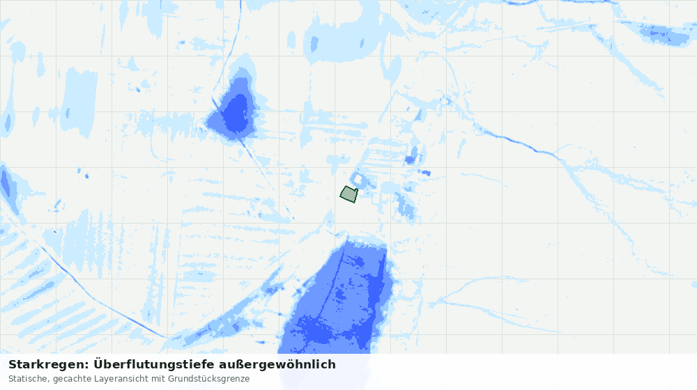 Statische Kartenansicht: Starkregen: Überflutungstiefe außergewöhnlich