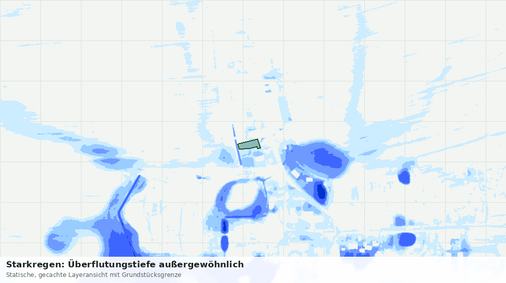 Statische Kartenansicht: Starkregen: Überflutungstiefe außergewöhnlich