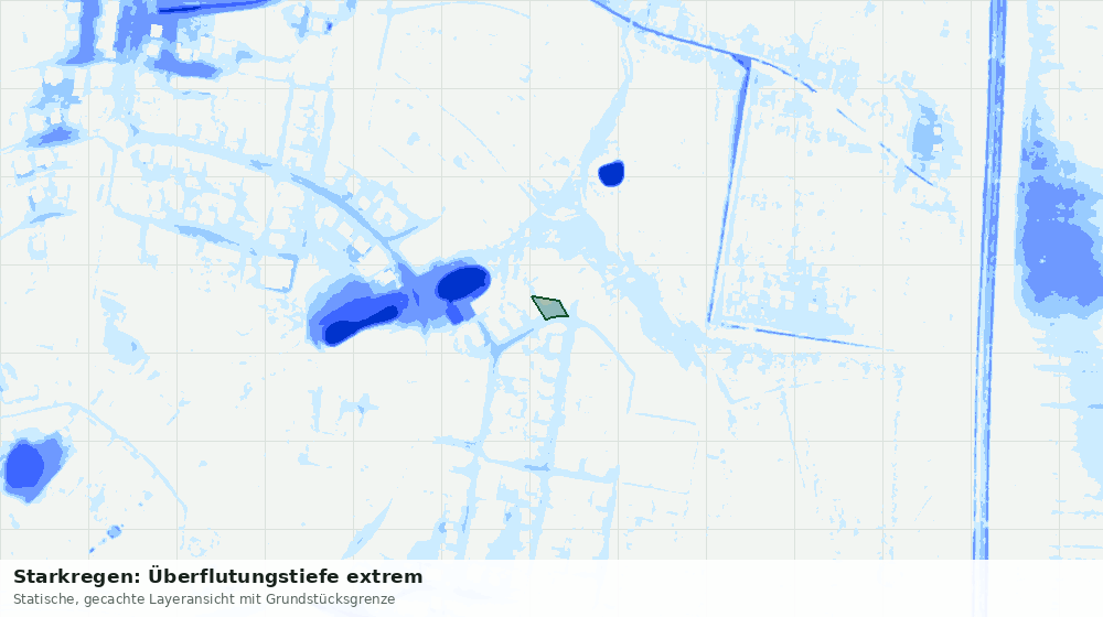 Statische Kartenansicht: Starkregen: Überflutungstiefe extrem