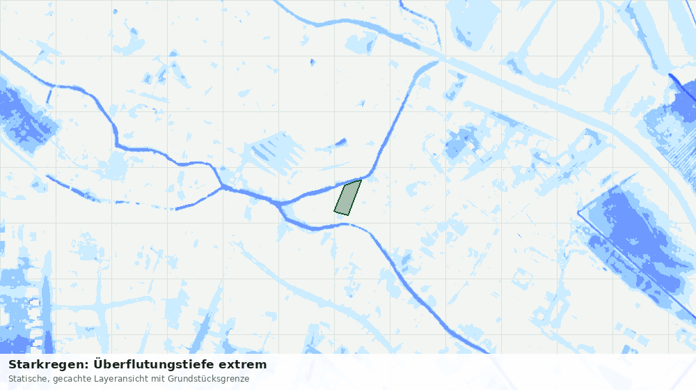 Statische Kartenansicht: Starkregen: Überflutungstiefe extrem