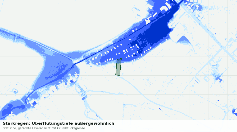 Statische Kartenansicht: Starkregen: Überflutungstiefe außergewöhnlich