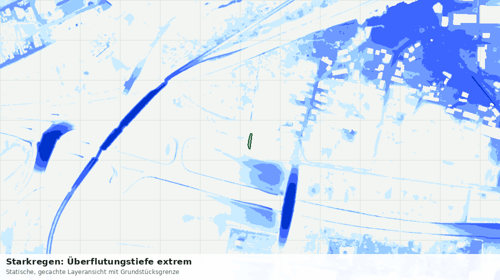 Statische Kartenansicht: Starkregen: Überflutungstiefe extrem