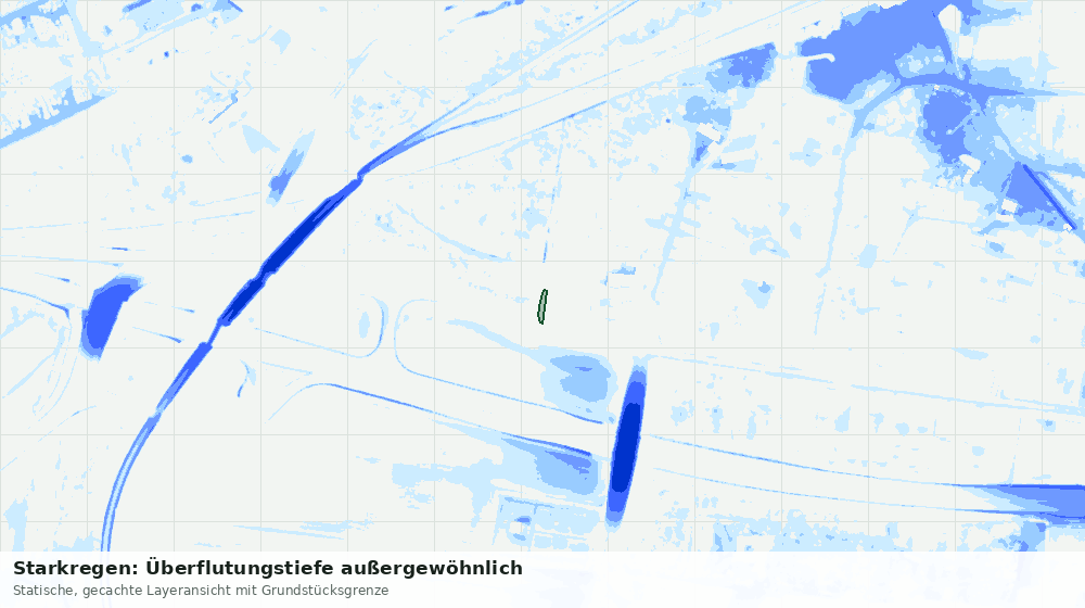 Statische Kartenansicht: Starkregen: Überflutungstiefe außergewöhnlich