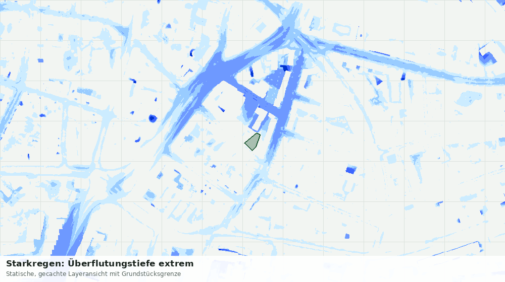 Statische Kartenansicht: Starkregen: Überflutungstiefe extrem