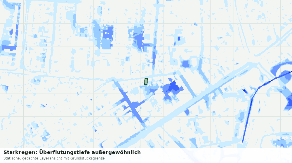 Statische Kartenansicht: Starkregen: Überflutungstiefe außergewöhnlich