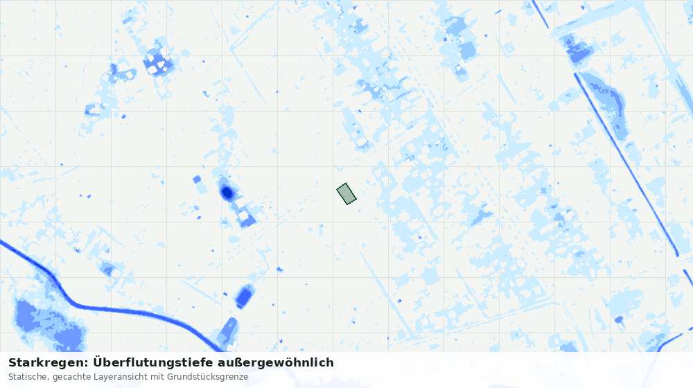 Statische Kartenansicht: Starkregen: Überflutungstiefe außergewöhnlich