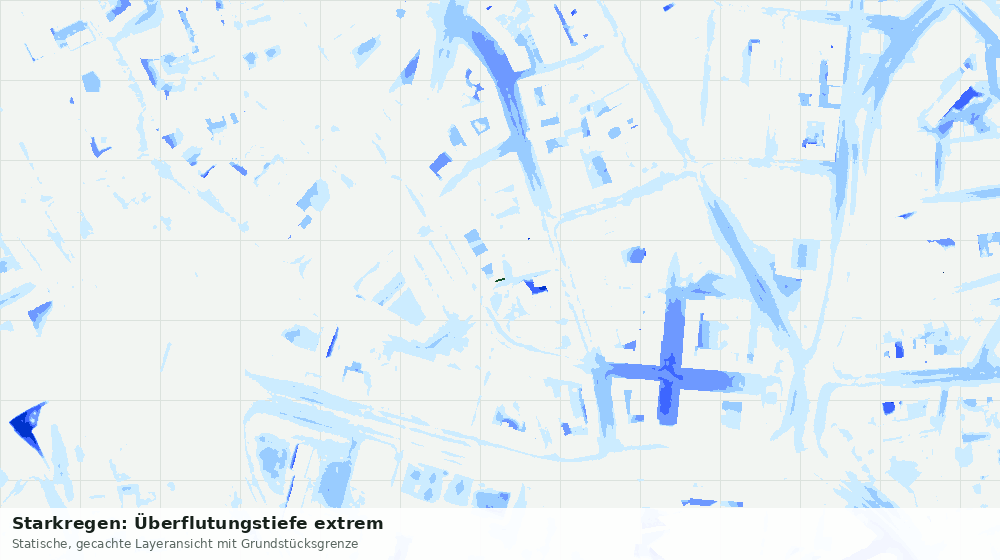 Statische Kartenansicht: Starkregen: Überflutungstiefe extrem