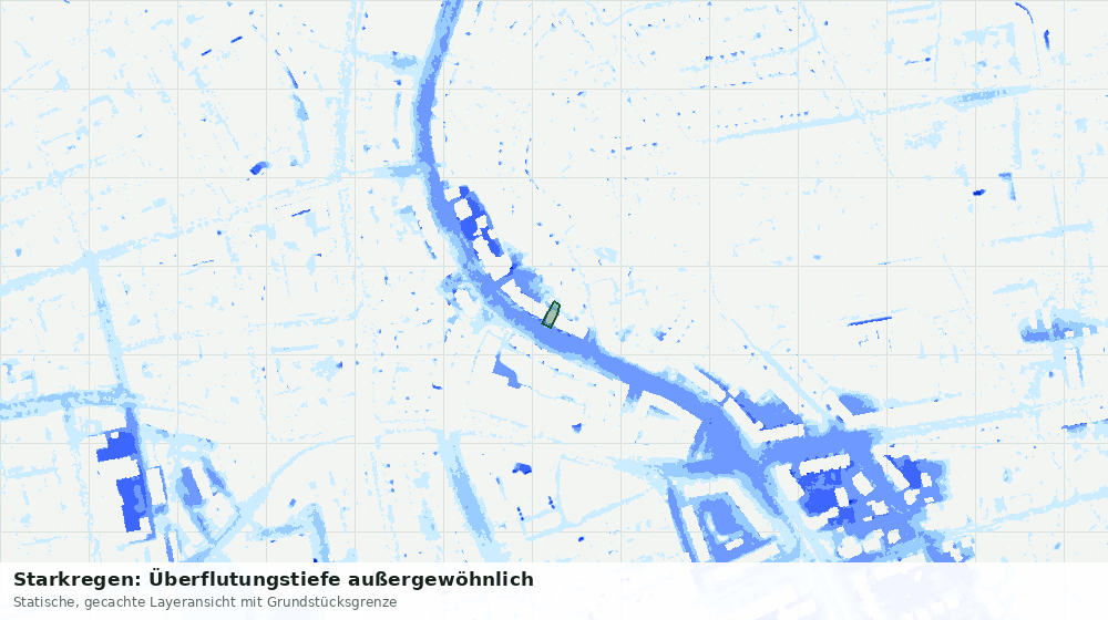 Statische Kartenansicht: Starkregen: Überflutungstiefe außergewöhnlich