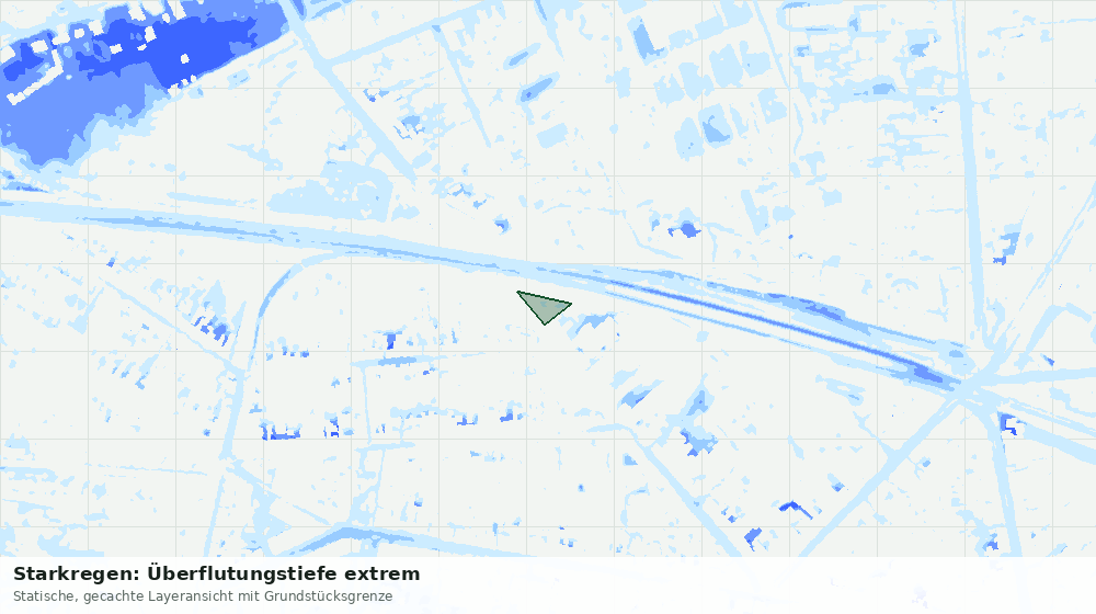 Statische Kartenansicht: Starkregen: Überflutungstiefe extrem
