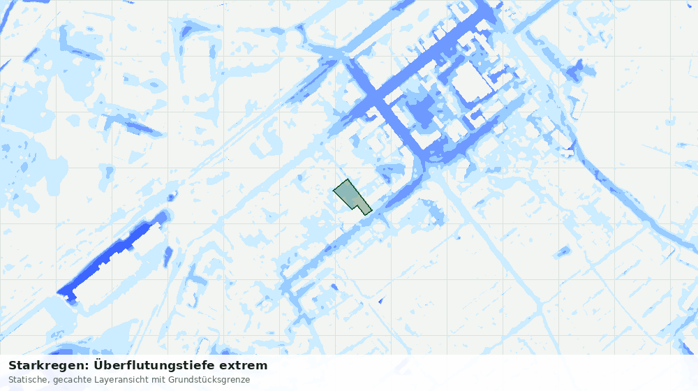Statische Kartenansicht: Starkregen: Überflutungstiefe extrem