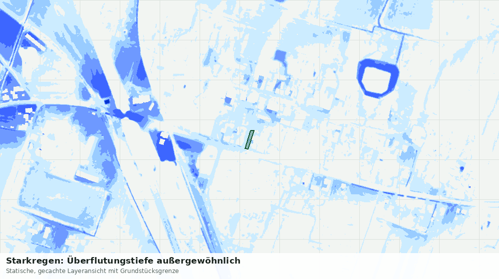 Statische Kartenansicht: Starkregen: Überflutungstiefe außergewöhnlich