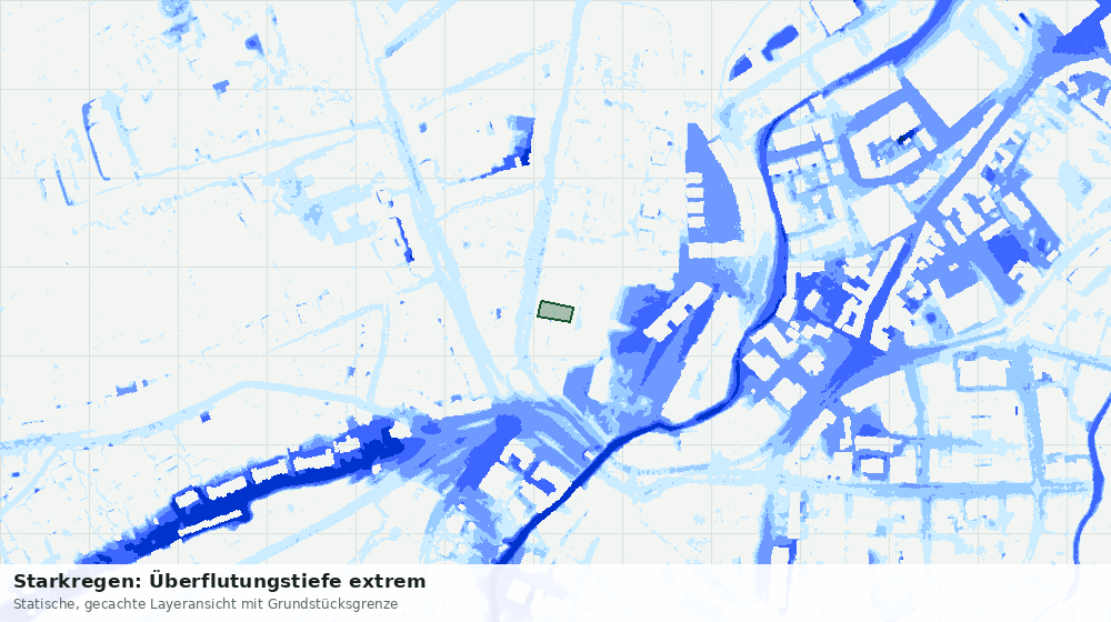 Statische Kartenansicht: Starkregen: Überflutungstiefe extrem