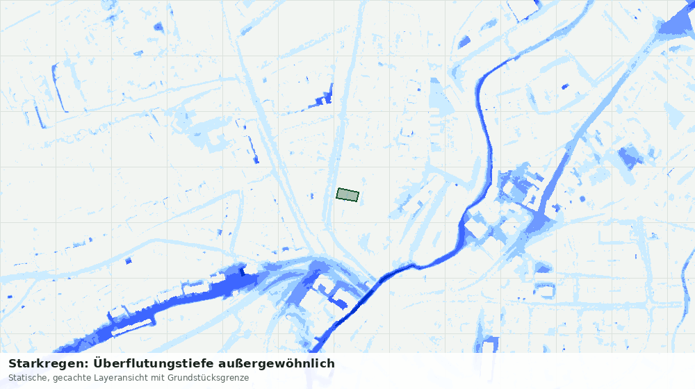 Statische Kartenansicht: Starkregen: Überflutungstiefe außergewöhnlich