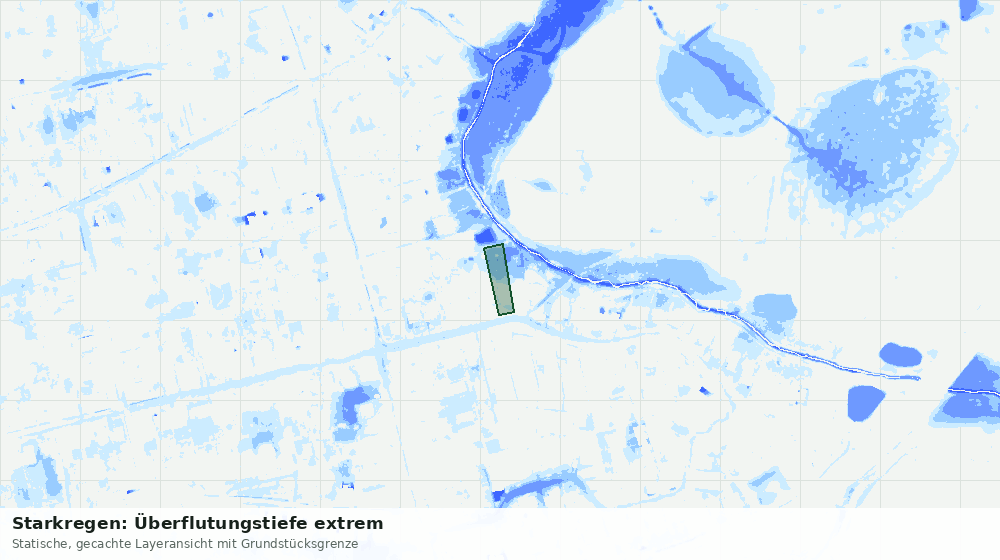 Statische Kartenansicht: Starkregen: Überflutungstiefe extrem