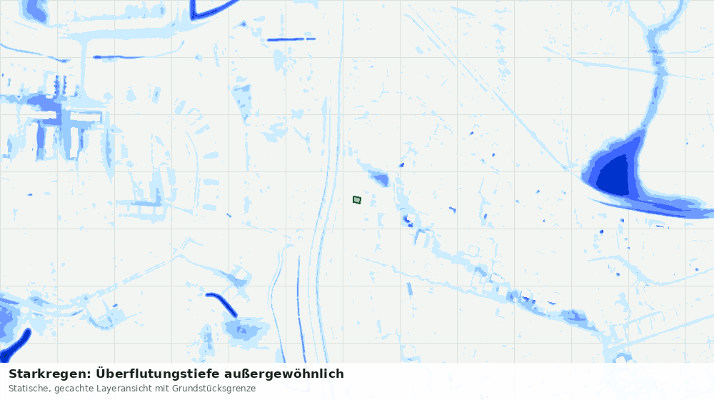 Statische Kartenansicht: Starkregen: Überflutungstiefe außergewöhnlich