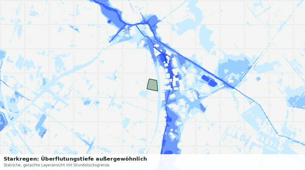 Statische Kartenansicht: Starkregen: Überflutungstiefe außergewöhnlich