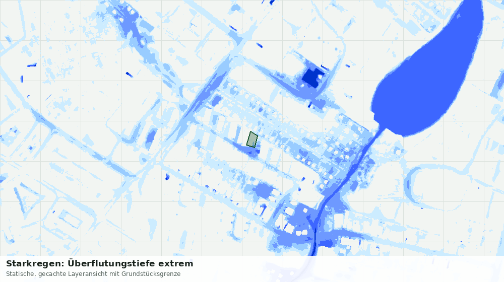 Statische Kartenansicht: Starkregen: Überflutungstiefe extrem