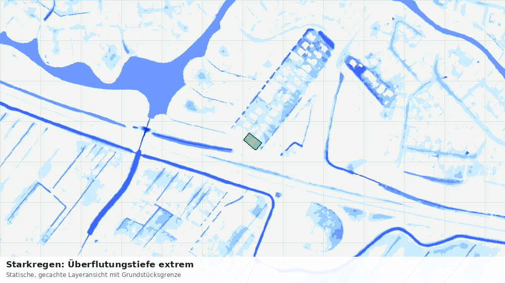Statische Kartenansicht: Starkregen: Überflutungstiefe extrem