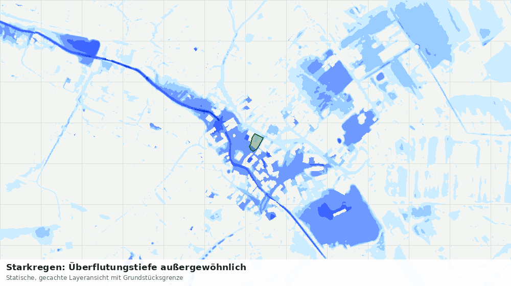 Statische Kartenansicht: Starkregen: Überflutungstiefe außergewöhnlich